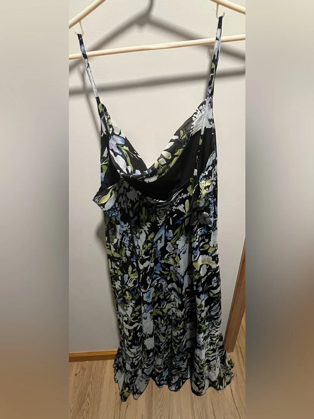 Abercrombie & Fitch Black Blue Green Floral Cowl Neck Slip Dress NWOT